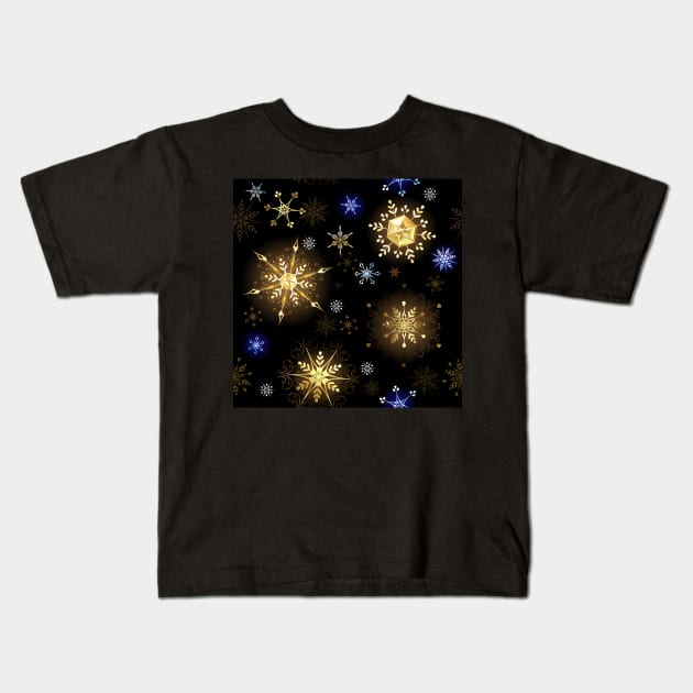 Seamless with Golden Snowflakes Kids T-Shirt by Blackmoon9